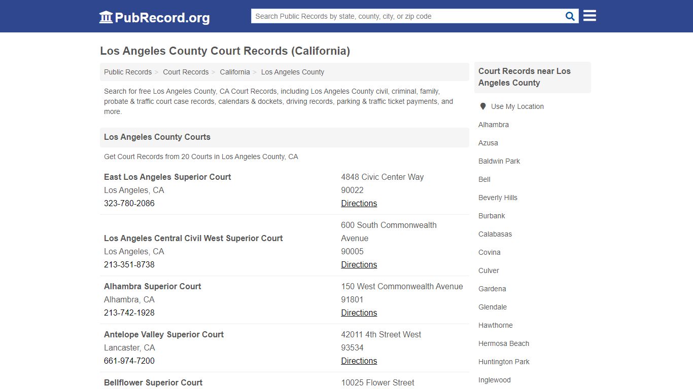 Los Angeles County Court Records (California) - Public Record